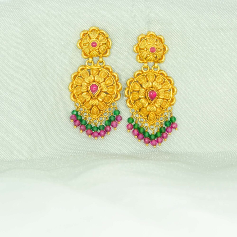 Contemporary gold jhumka earrings-221645