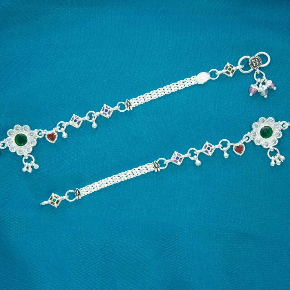 Colorful Silver Anklets Design-225440