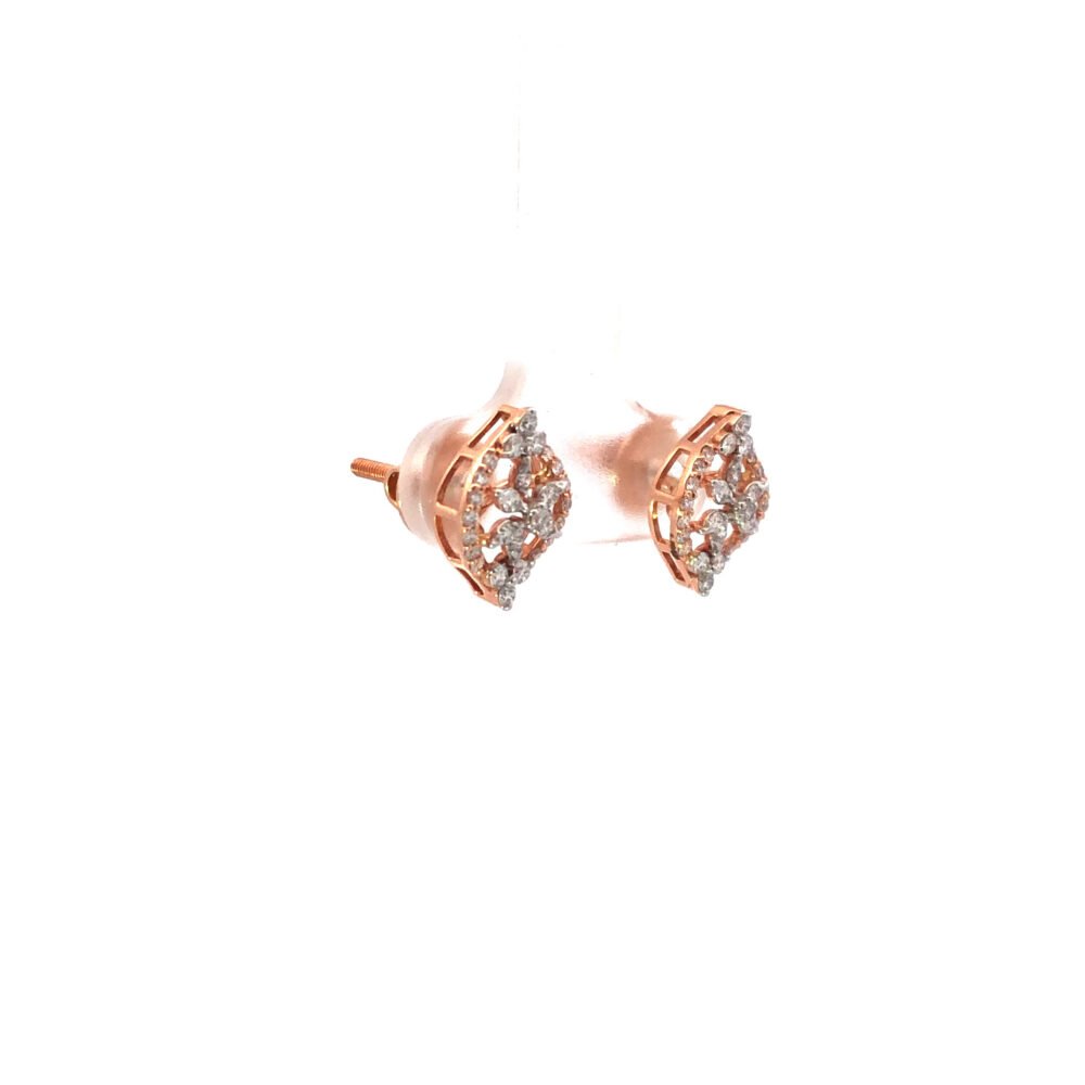 18kt diamond petal design earrings in rosegold-226571 - Image 3