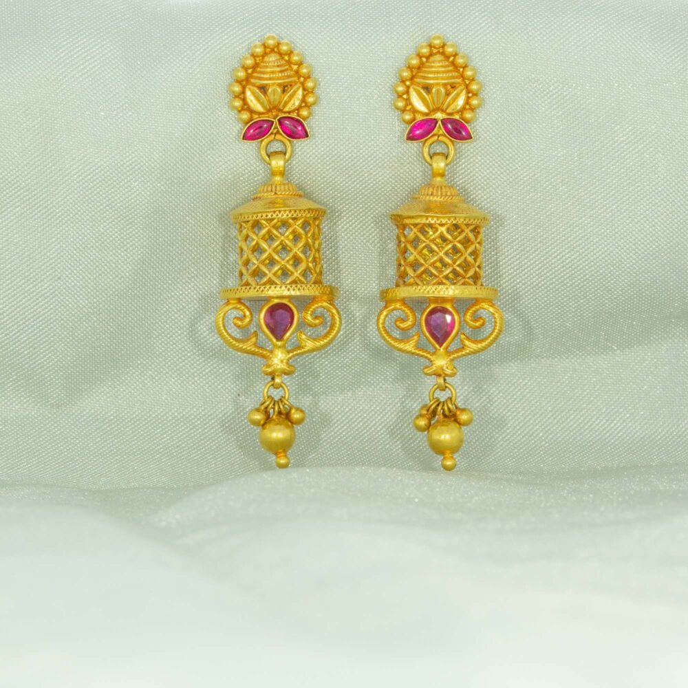 Cyclindrical design 22kt earrings-214010