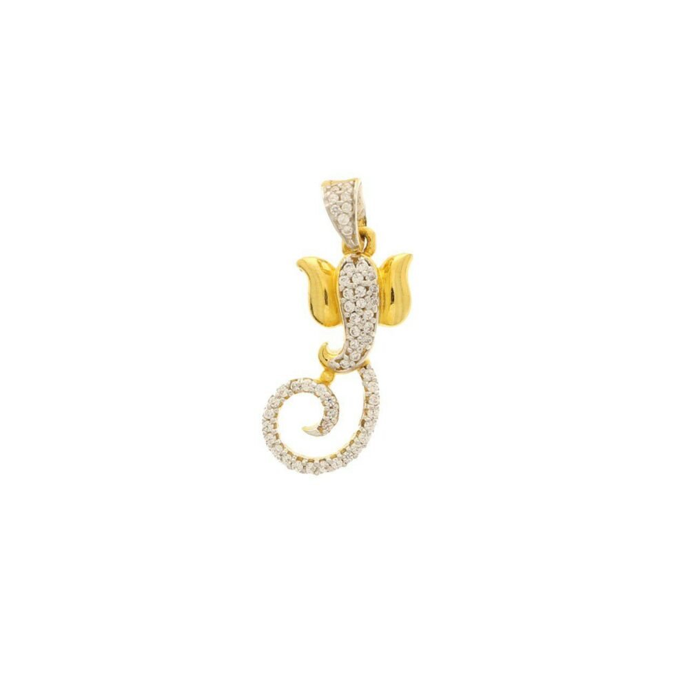 22 karat stone studded ganesha pendant-182580