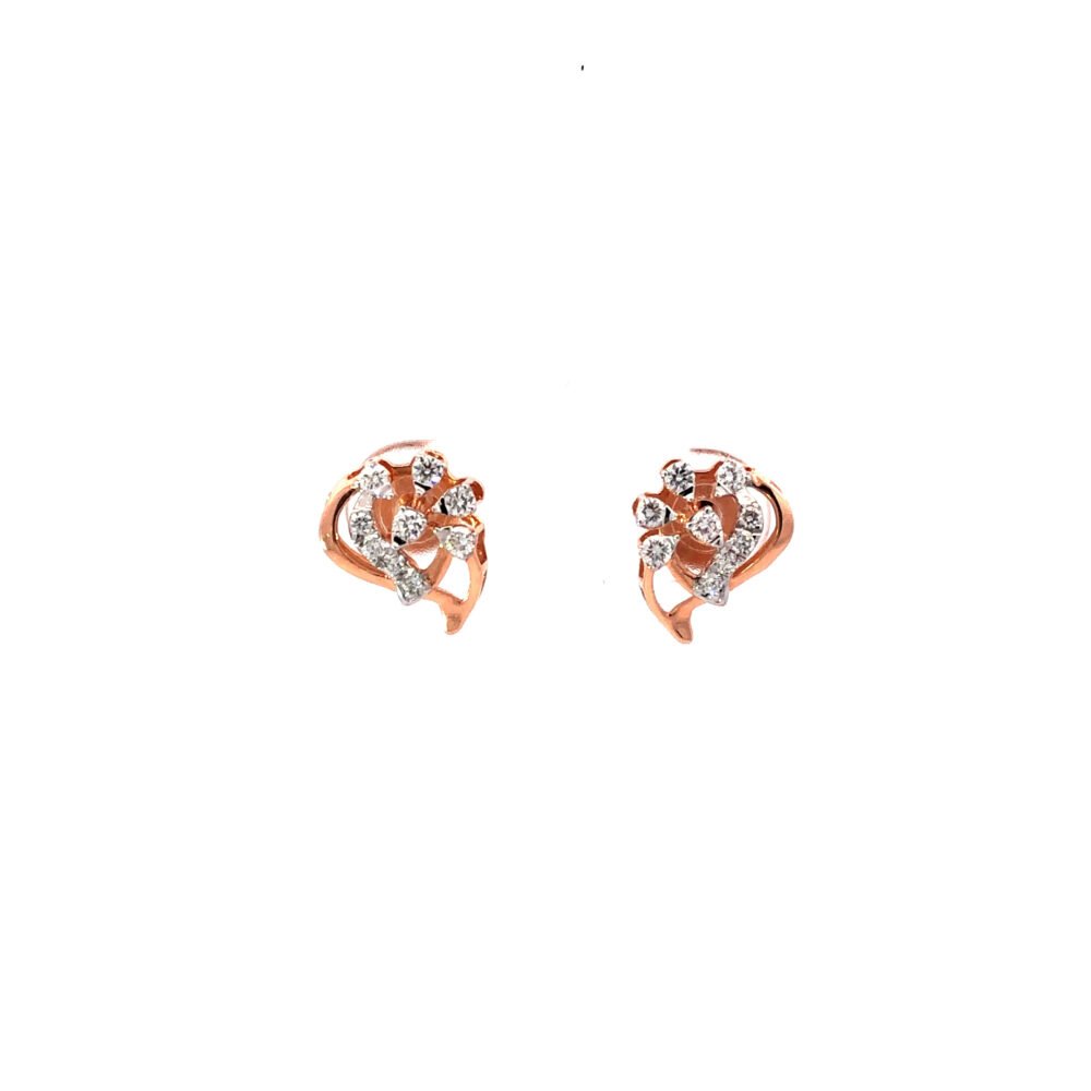 18kt diamond autumn leaf earrings in rosegold-226587 - Image 3