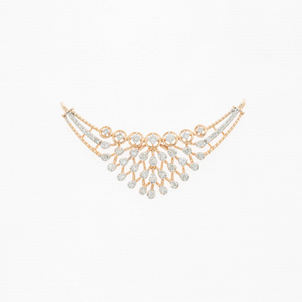 14kt three lines diamond mangalsutra pendant-226211