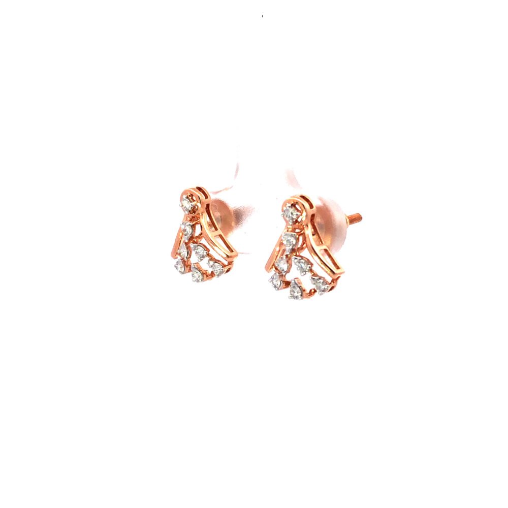 18kt twinkle bell diamond earrings in rosegold-226588 - Image 2