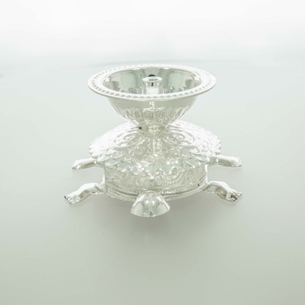 Silver Turtle Shape Diya-223407 - Image 2