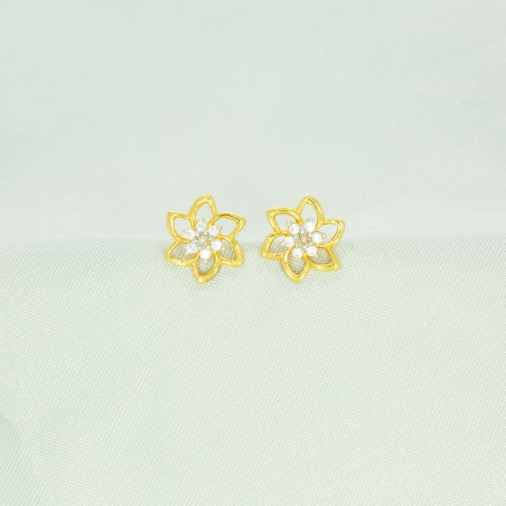 Floral 22k Gold Studs-222167