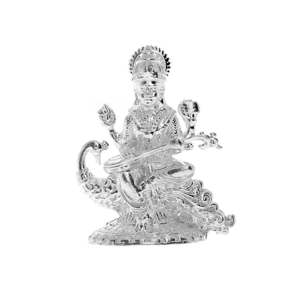 Goddess Saraswati Silver Idol-207591