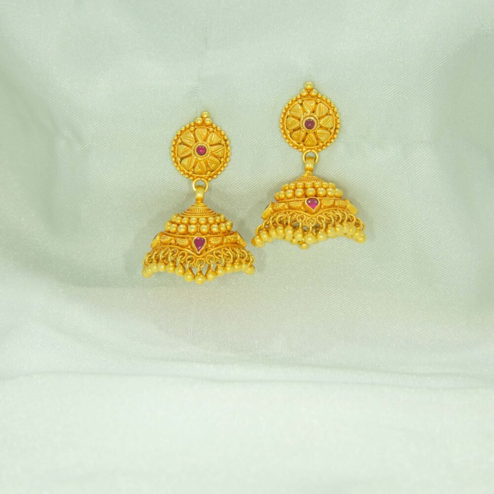 Umbrella design gold jhumka earrings-221968