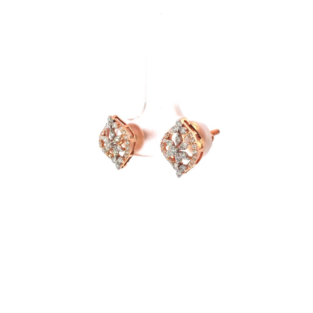 18kt diamond petal design earrings in rosegold-226571 - Image 2