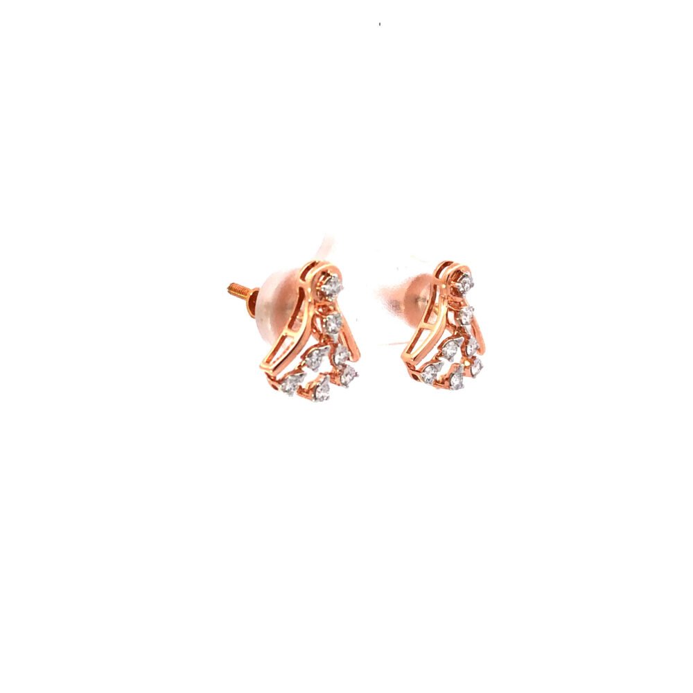 18kt twinkle bell diamond earrings in rosegold-226588 - Image 3