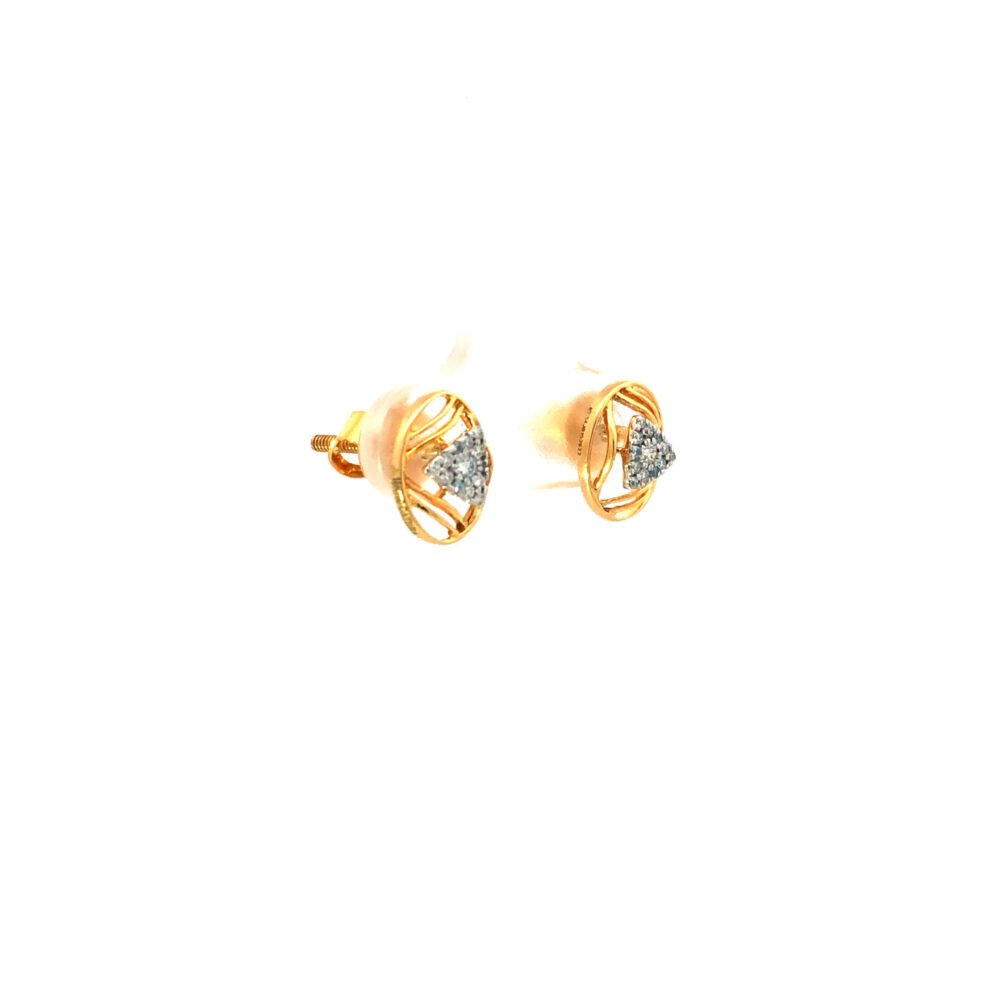 18kt diamond oval-pyramid stud earrings in rosegold-227085