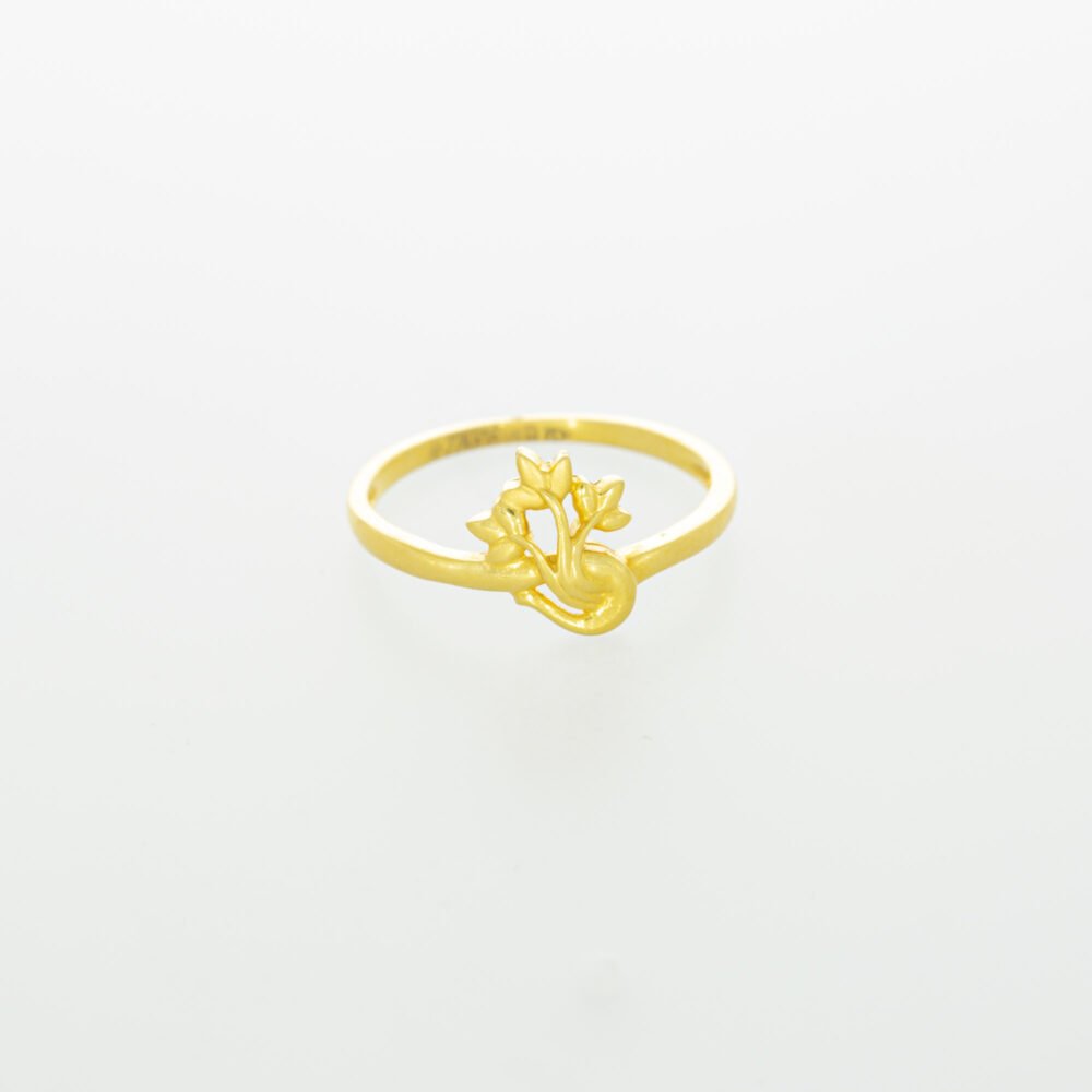 Three Flower Bud Gold Ring Design-183455