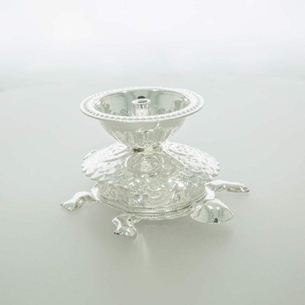 Silver Turtle Shape Diya-223407 - Image 3