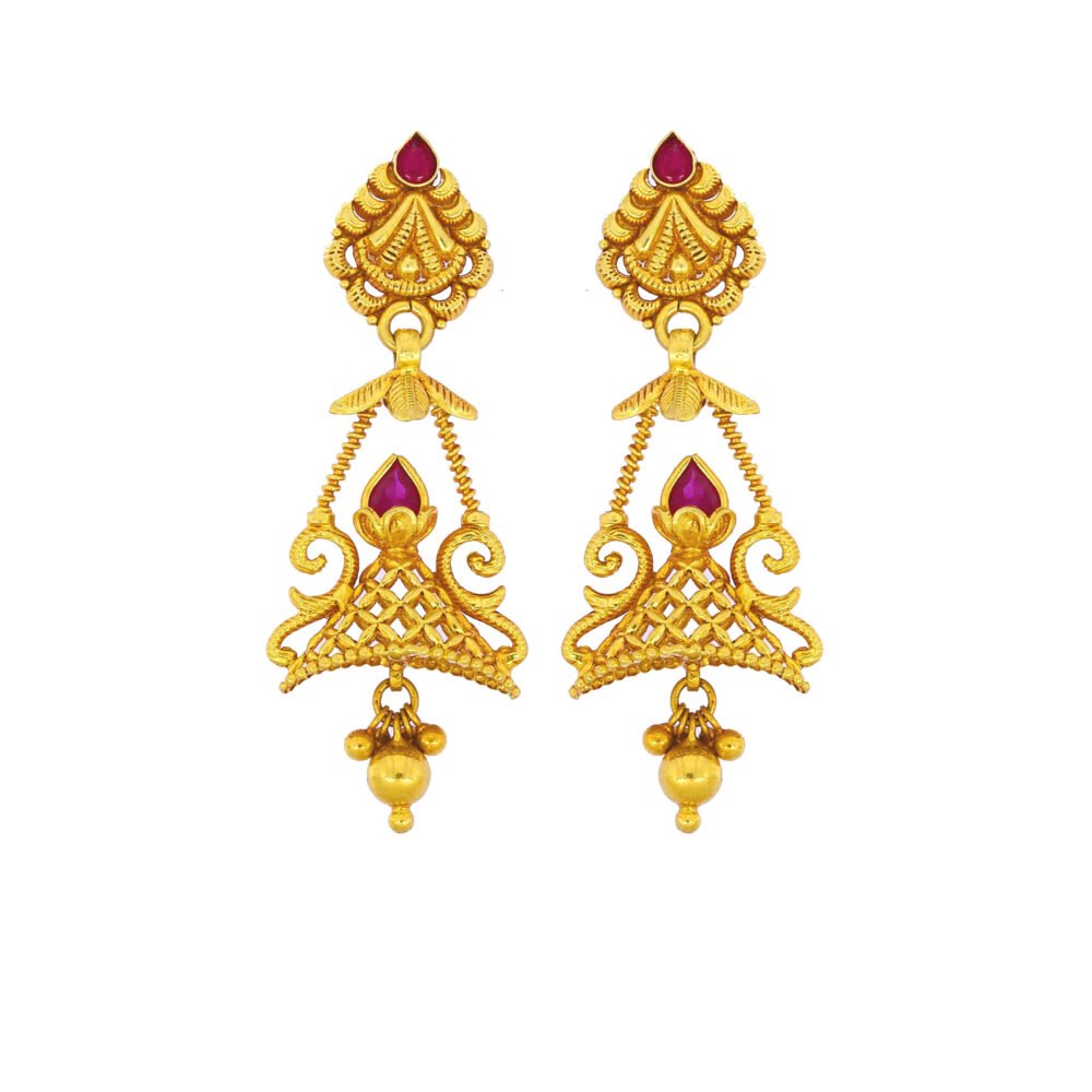 Enticing traditional 22k gold jhumka design-214009