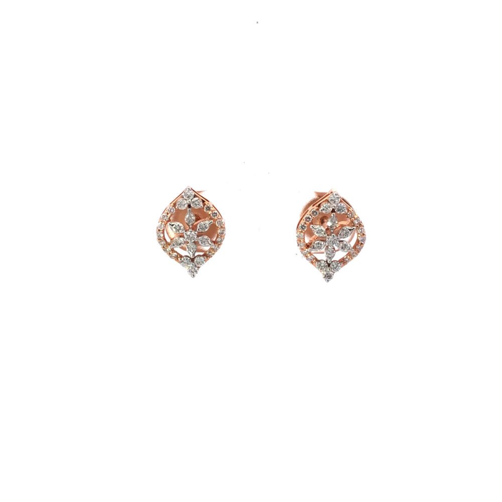 18kt diamond petal design earrings in rosegold-226571