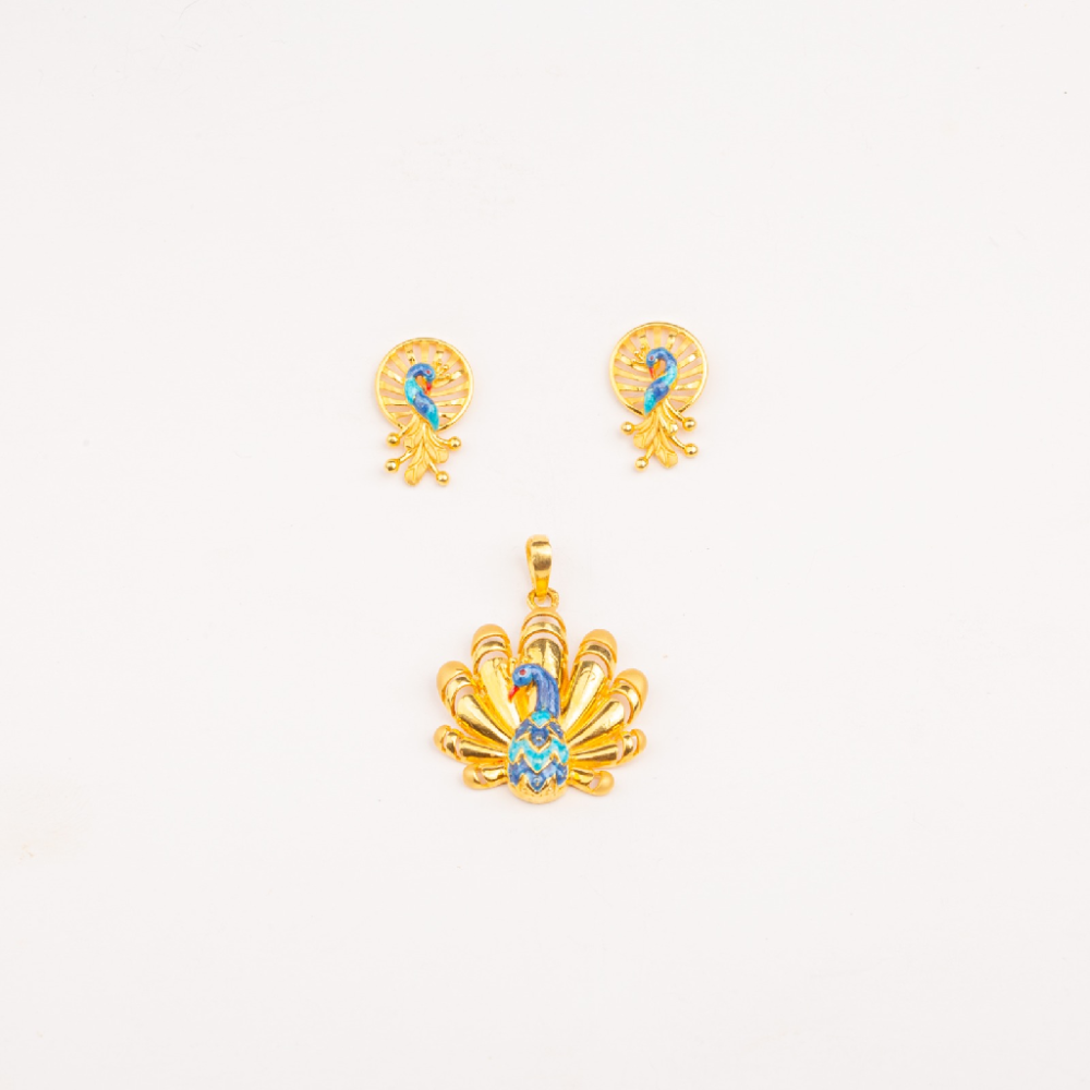 Artistic Peacock Design22k Gold Pendant Set-228379