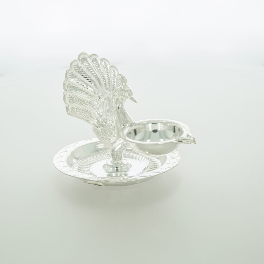 Peacock Design Silver Deepak-223404 - Image 3